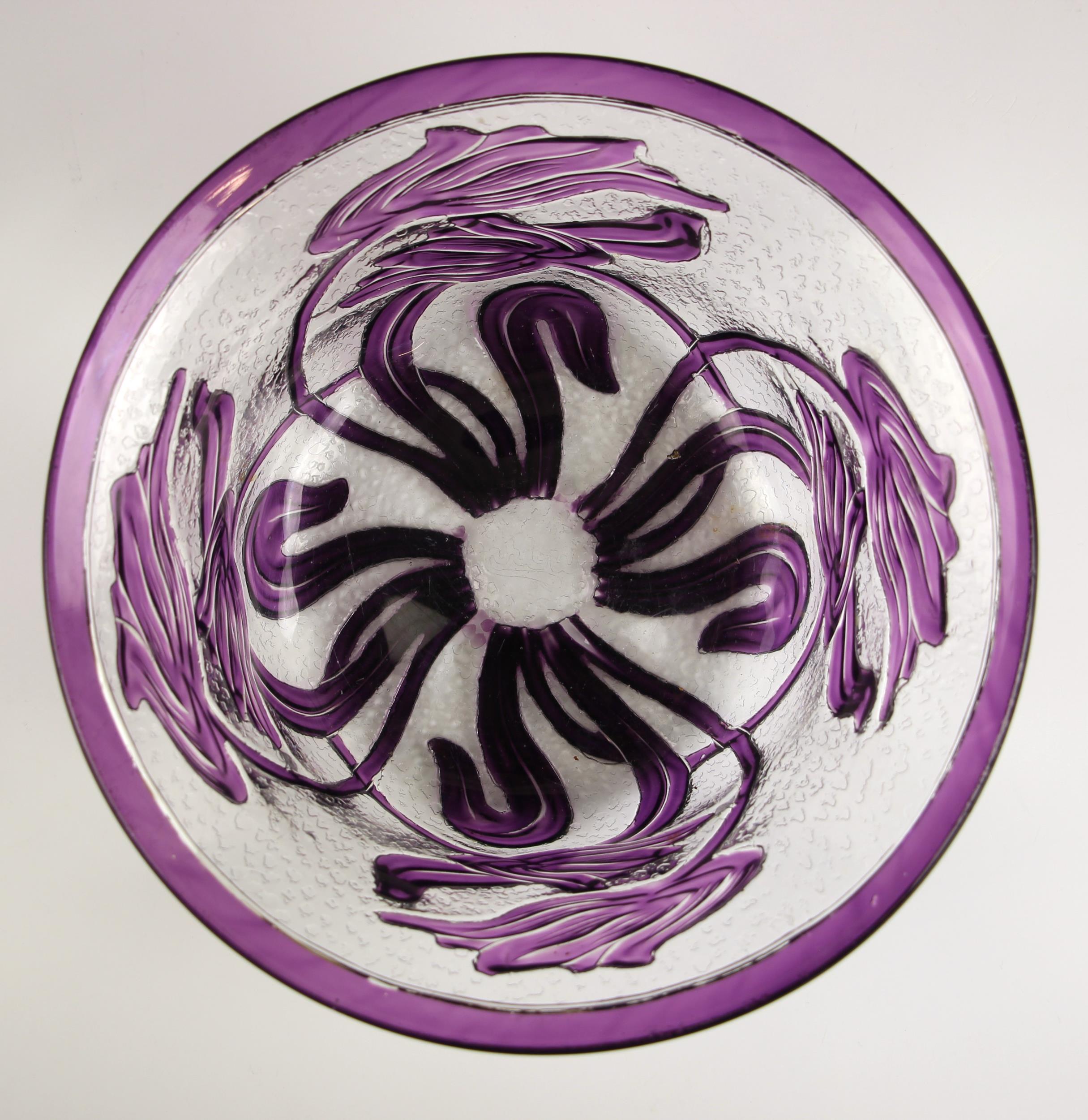 A Webb studio glass purple cameo bowl, of flared circular form with frosted clear glass ground and - Image 2 of 4