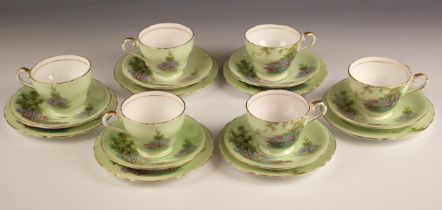 An Aynsley part tea service in the 'Bluebell Time' pattern, comprising: six teacups, six saucers,