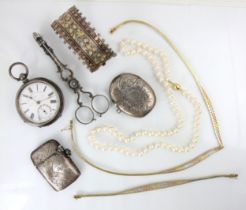A selection of jewellery, including a suite of gold coloured jewellery, comprising necklace and