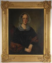English school (mid 19th century), A half length portrait of Ann Cheers Wright of Hapsford Hall (d.