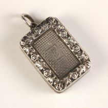 A George III silver vinaigrette, Ledsam and Vale, Birmingham 1819, the hinged cover with cast floral