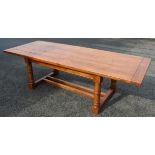 A medium oak refectory table in the 17th century style, late 20th/early 21st century, the cleated