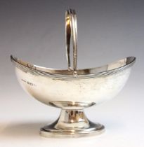 A George V silver swing handled bon bon dish, S Blanckensee & Son Ltd, Birmingham 1919, the
