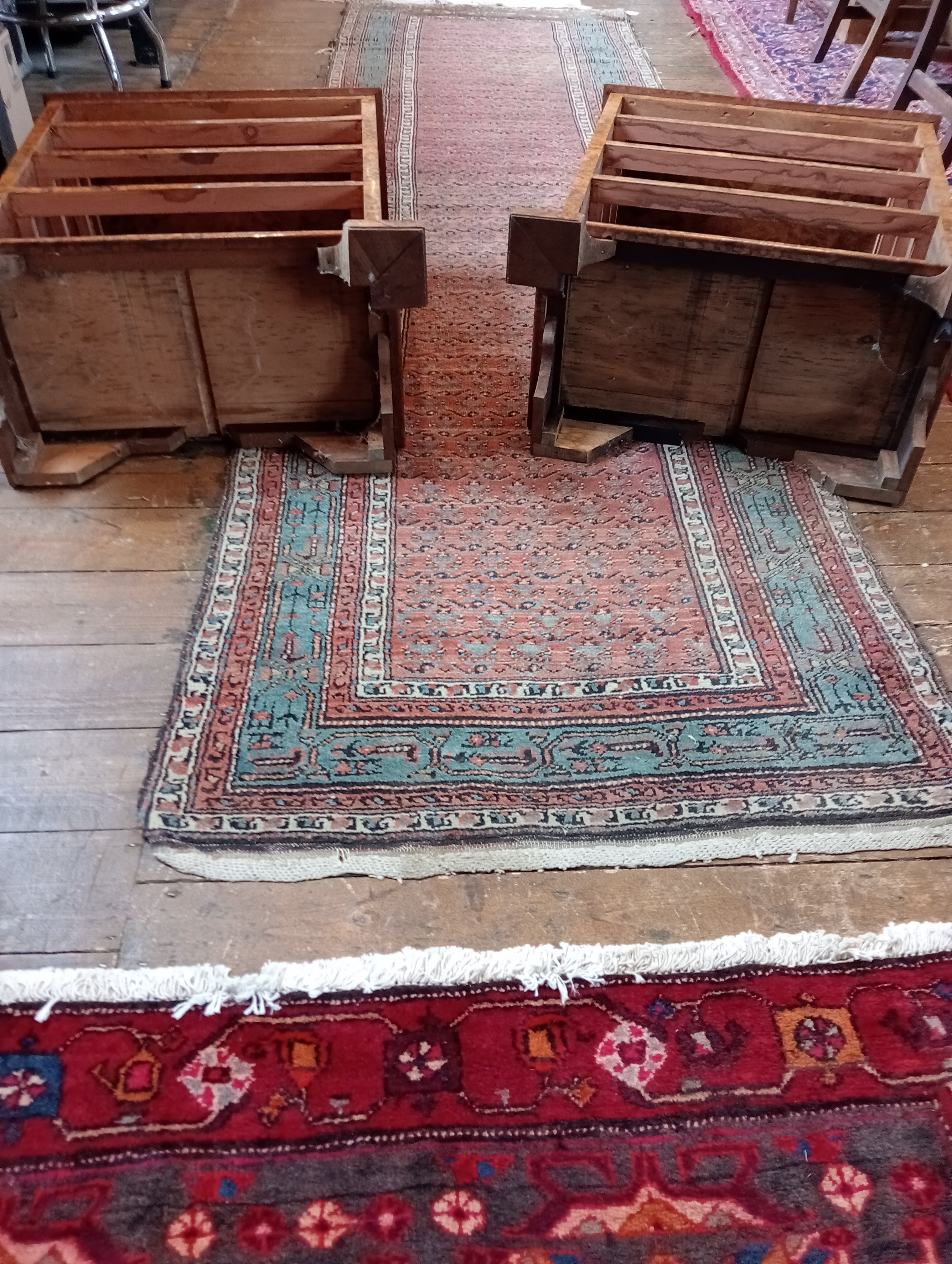 A pair of figured walnut chests, early 20th century and later constructed, each formed with four - Image 6 of 9