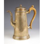 A silver coffee pot, Edward Barnard and Sons, London 1966, of tapered cylindrical form with wooden