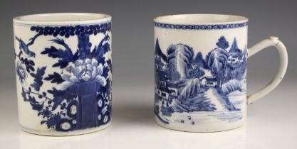 A Chinese porcelain blue and white brush pot (bitong), 18th/19th century, of cylindrical form and