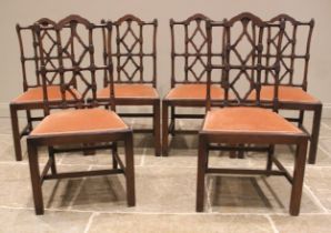 A set of eight mahogany dining chairs, in the George III Chinese Chippendale style, 20th century,