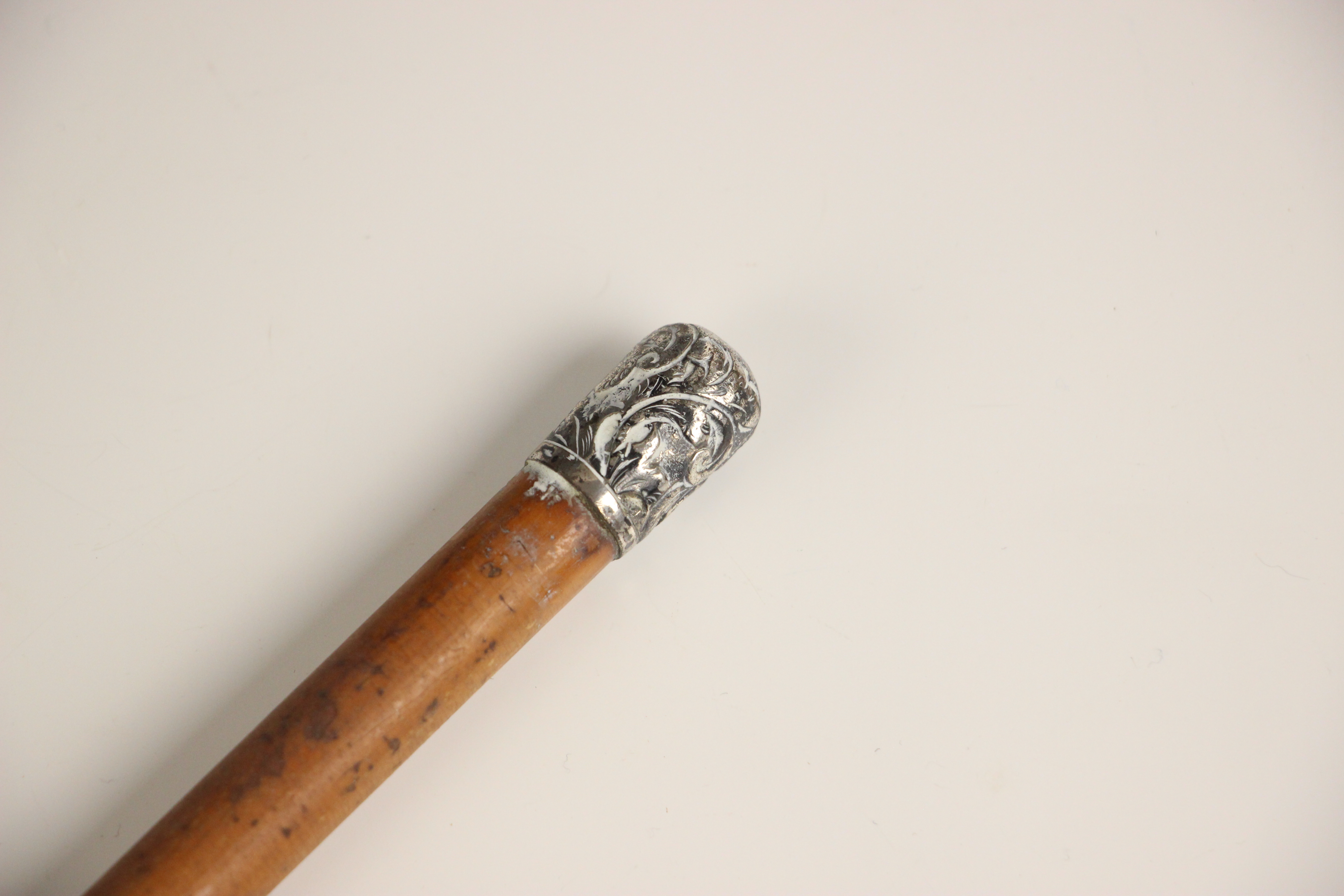 A World War I Machine Gun Corps swagger stick, the silver coloured ball finial embossed with the - Image 3 of 9