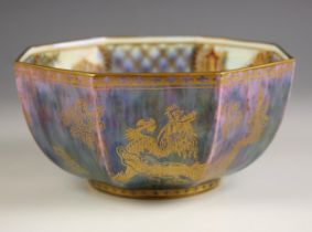 A Wedgwood Dragon lustre bowl designed by Daisy Makeig-Jones, early 20th century, of octagonal form,