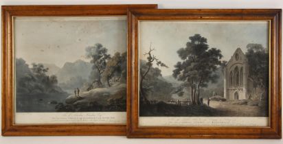 After Thomas Walmsley (British, 1763-1806), 'Abbey Crusis Near Llangollen' and 'Corwen And