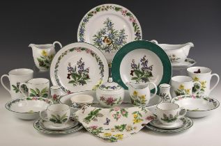 A Royal Worcester part dinner service in the 'Herbs' pattern, comprising: two soup plates, 23cm