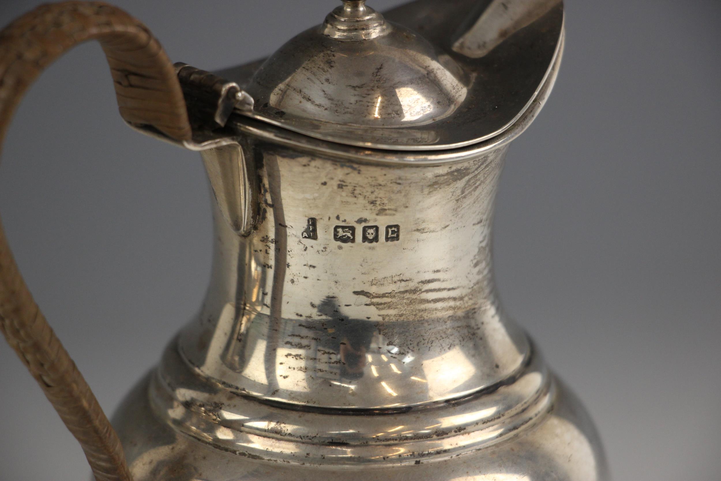 A pair of George V silver coffee pots, Pairpoint Brothers, London 1918, the wicker wrapped handle - Image 2 of 2