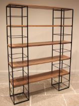 A Heal's tower shelving rack, comprising two powder coated metal modules, each 200cm H x 35cm Sq,