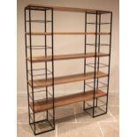 A Heal's tower shelving rack, comprising two powder coated metal modules, each 200cm H x 35cm Sq,