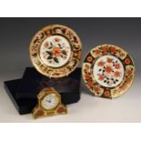 A Royal Crown Derby 1128 'Old Imari' pattern mantle clock of small proportions, printed maker's mark