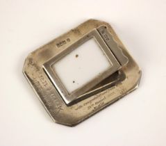 A Victorian silver desk clip, W G Neal, London 1899, of canted square form with engraved inscription