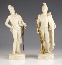 A pair of Sevres biscuit (bisque) figures of Napoleonic soldiers, third-quarter 18th century, each