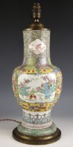 A Chinese porcelain Straits Market vase, 19th century, converted to a lamp base, of baluster form