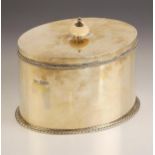 A George V silver tea caddy, Walker and Hall, Sheffield 1924, the ivory