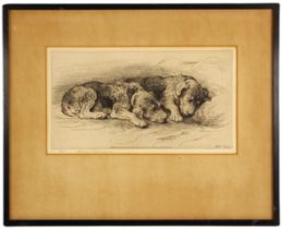 Herbert Dicksee (1862-1942), ‘Let Sleeping Dogs Lie’, Limited edition print on paper, Signed in