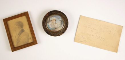 A 19th century portrait miniature inset tortoiseshell snuff box, the circular box with a removable