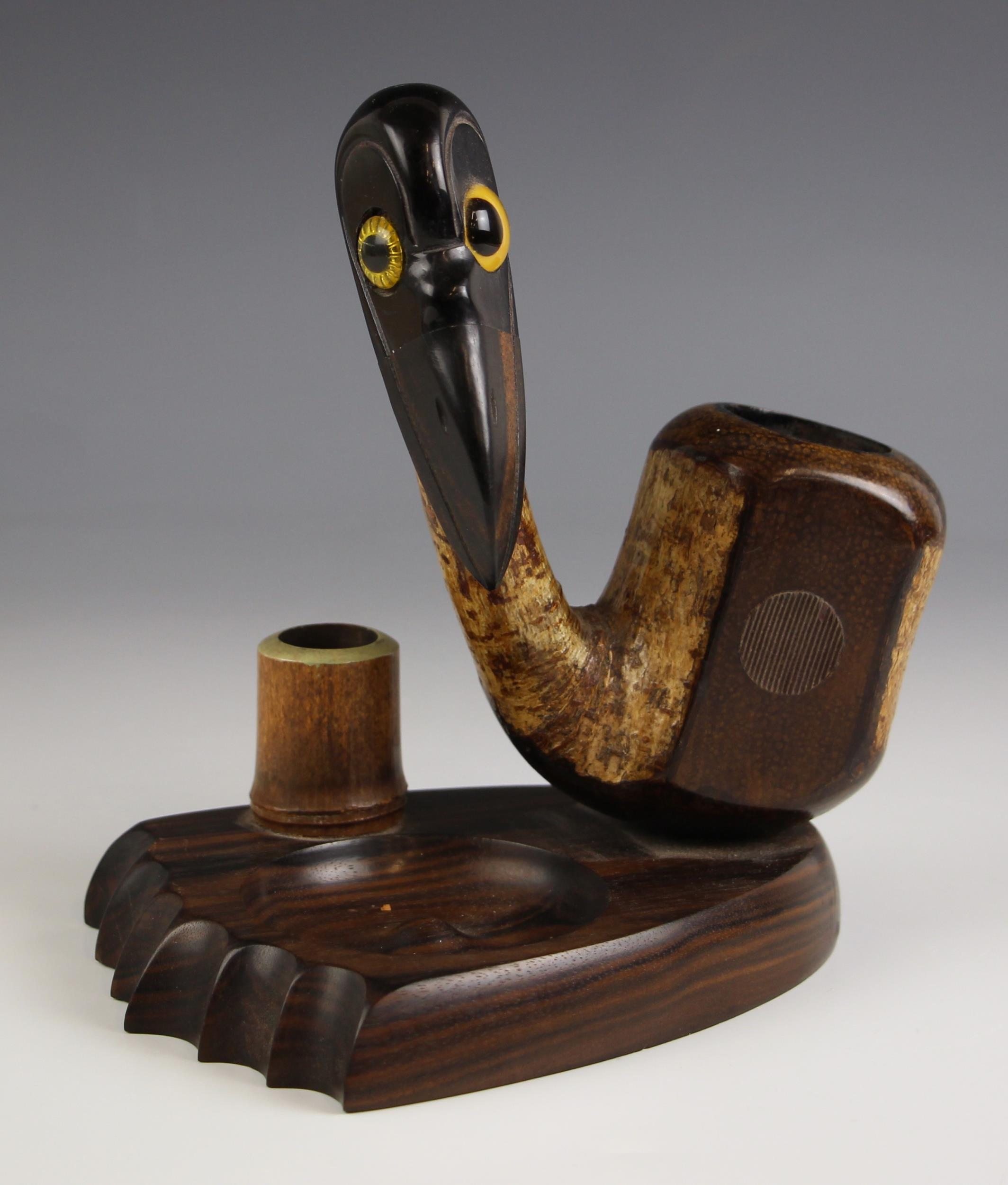 A Henry Howell & Co 'YZ bird' combination table vesta and ashtray, possibly for Alfred Dunhill,