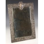 A large Victorian silver mounted easel mirror, Goldsmiths and Silversmiths, London 1899, the