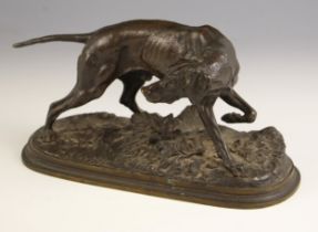 Pierre-Jules Mene (French, 1810-1879), a patinated bronze animalier model of a hound, modelled on