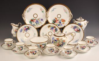 A Victorian Staffordshire porcelain part tea service, late 19th century, comprising: a teapot and