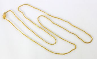 A yellow metal chain, the snake link style chain with figure of eight shaped fastener stamped ‘22kt'