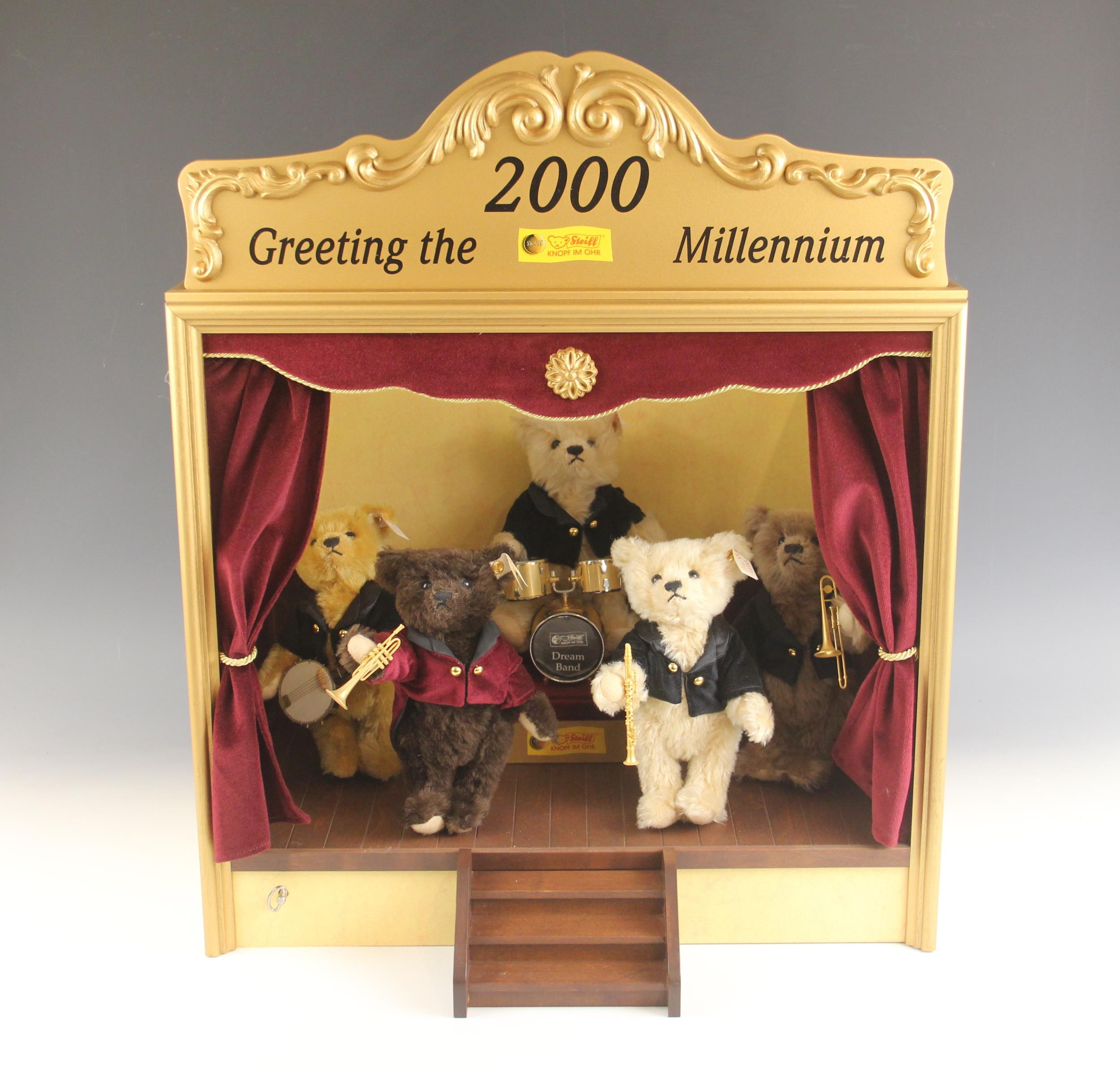 A limited edition Steiff 'Millennium Band', numbered 1044 of 2000, comprising five jazz playing