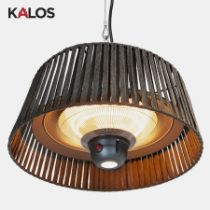 A Kalos outdoor pendant plush electric heater lamp, with hanging chain and domed shade (boxed)