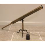 A brass cased refracting telescope by Negretti & Zambra, late 19th century, the 3" diameter case