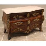 A French Louis XV ormulu mounted rosewood bombe commode, stamped Coulon, possibly Jean-Francois