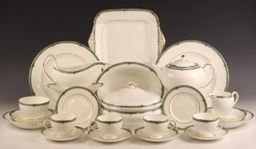 A Wedgwood eight place setting dinner service in the 'Jade' pattern, comprising: eight soup