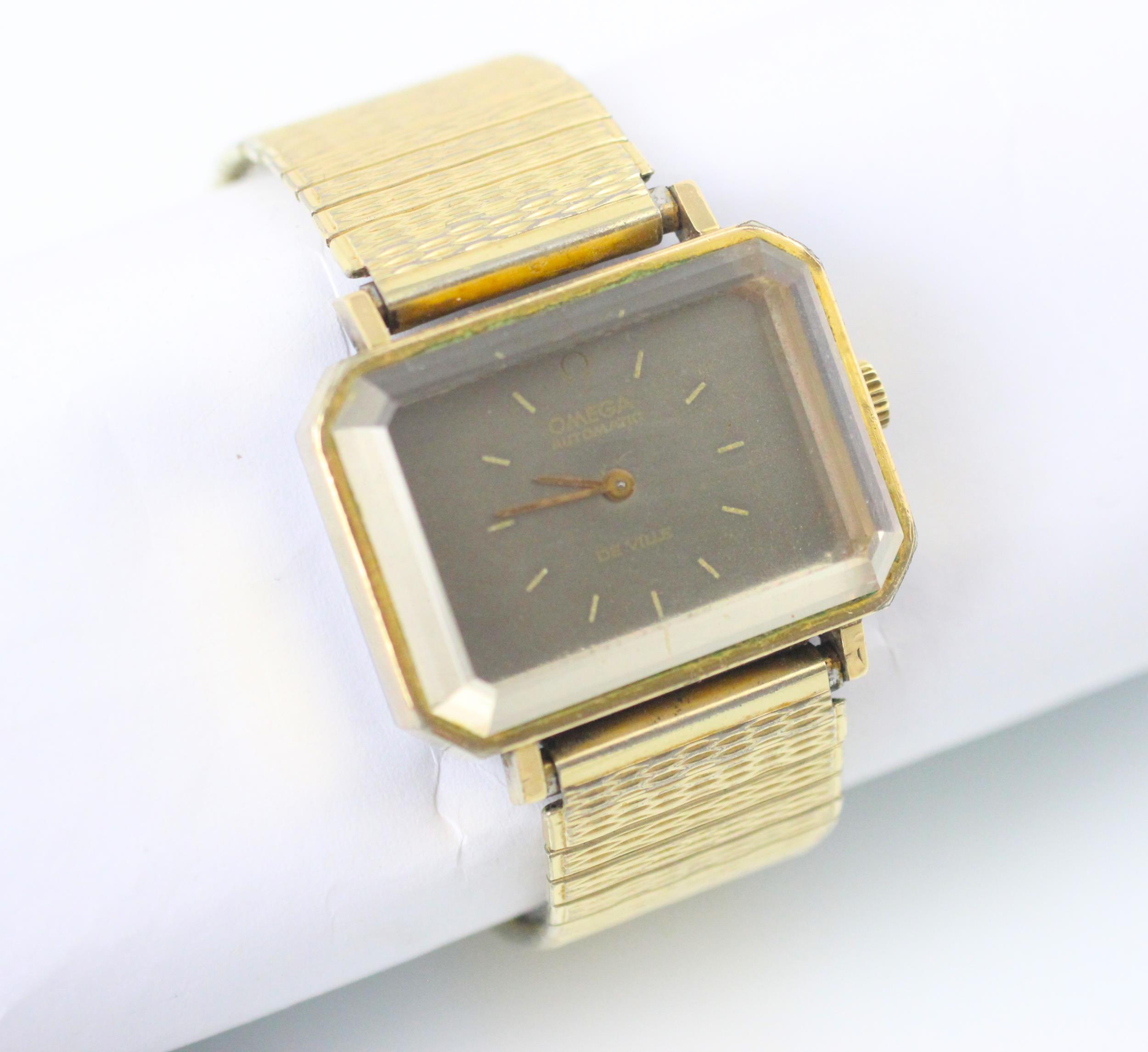 An Omega Automatic DeVille gold plated dress watch, the dial of square canted corner detail with