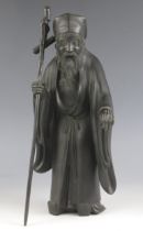 A fine Japanese Tokyo School bronze model of Jurojin, 19th century, signed, Juroin, one of the Seven