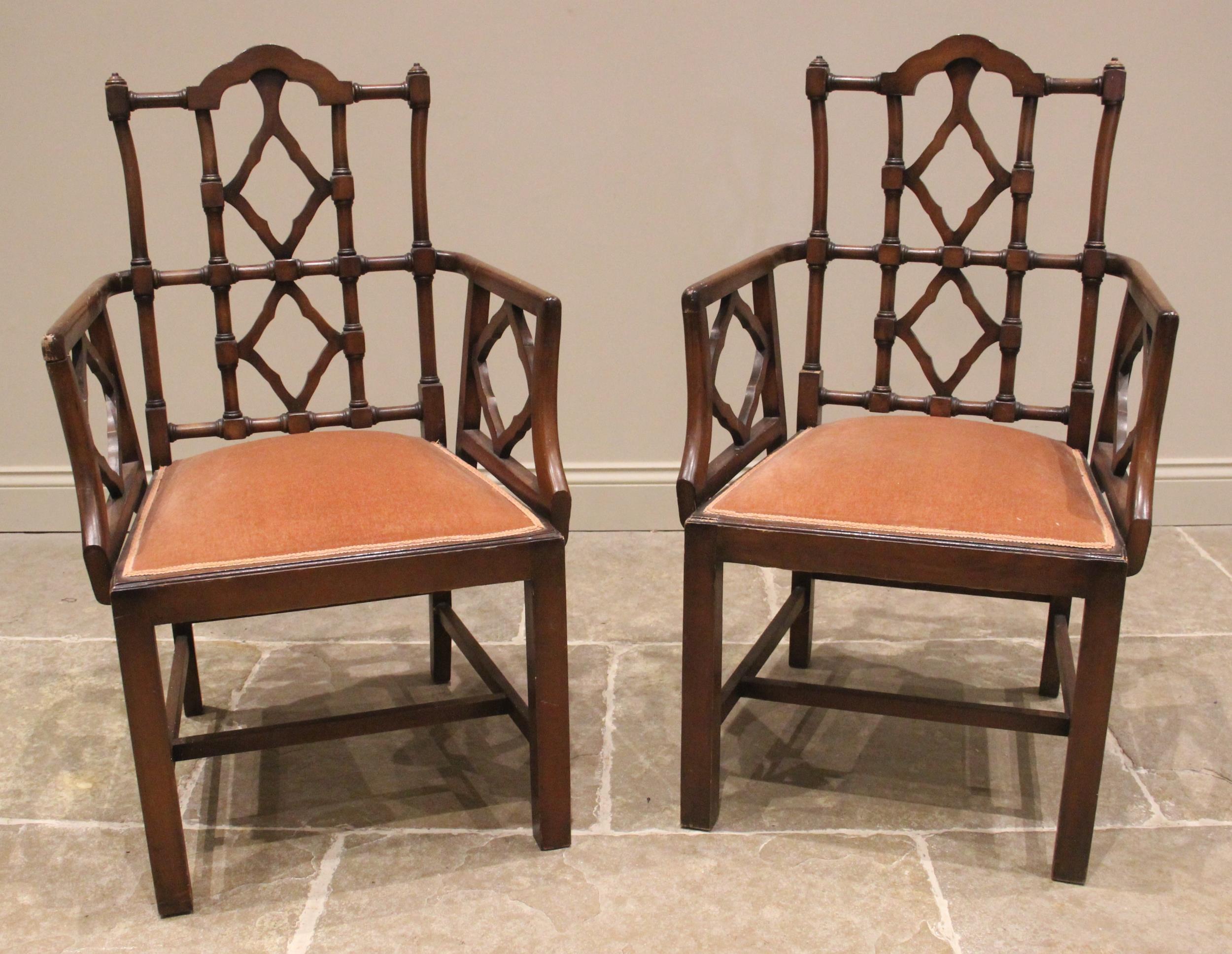 A set of eight mahogany dining chairs, in the George III Chinese Chippendale style, 20th century, - Image 2 of 3