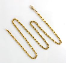 A 9ct yellow gold chain, the rope twist chain with lobster fastener stamped for Birmingham, 51cm