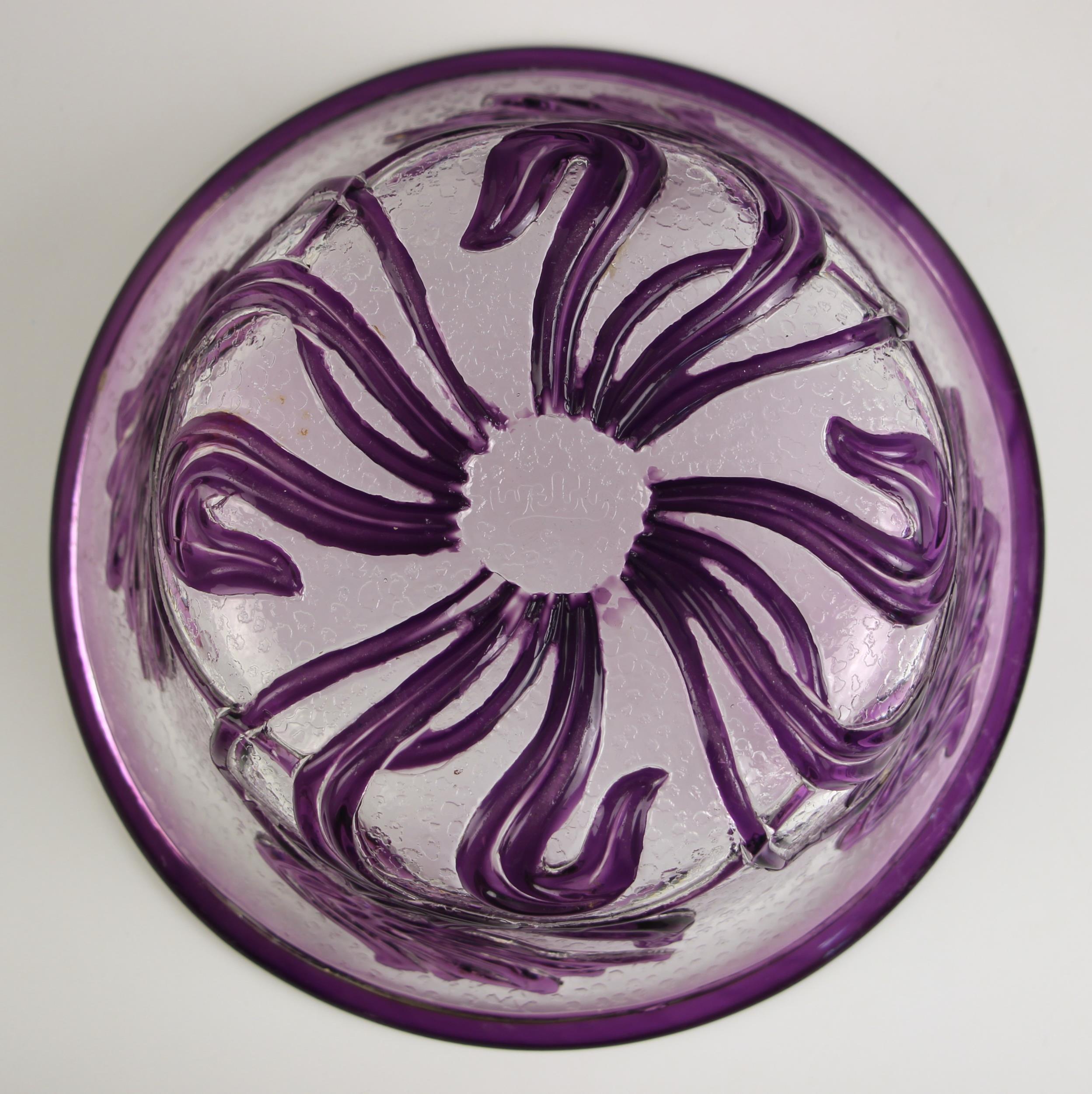 A Webb studio glass purple cameo bowl, of flared circular form with frosted clear glass ground and - Image 3 of 4