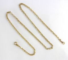 A 9ct yellow gold chain, the trace link chain with bolt ring fastening, stamped ‘375’ 51cm long,