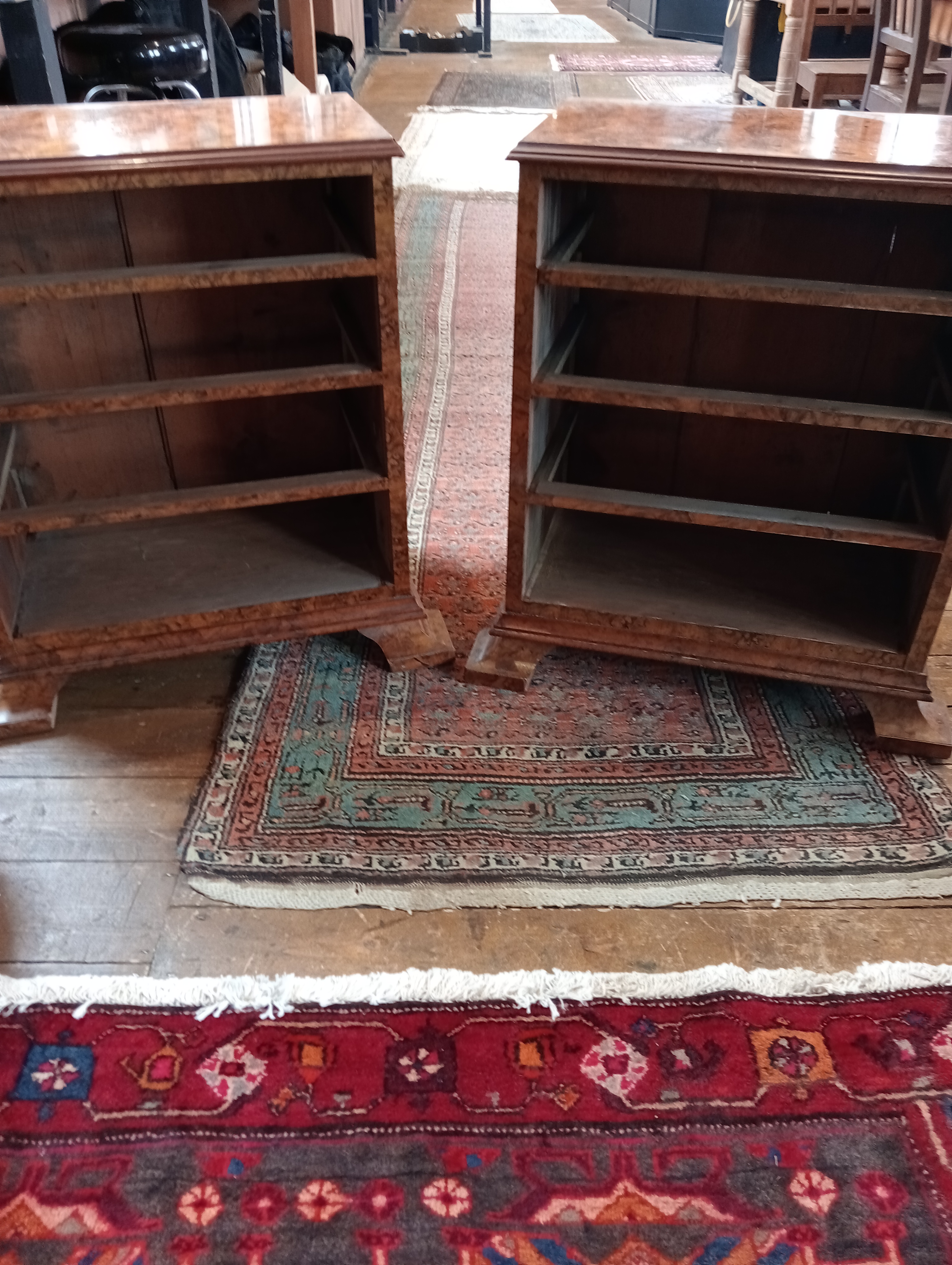 A pair of figured walnut chests, early 20th century and later constructed, each formed with four - Image 7 of 9