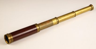 An early 19th century three drawer telescope by Charles West of London, signed 'C. West, London',