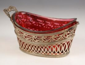 A continental Victorian silver sweetmeat basket, import marks for Samuel Boyce, Sheffield 1899,