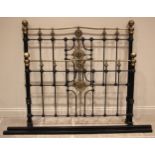 A Victorian style brass and powder coated bedstead, late 20th century, comprising an openwork head