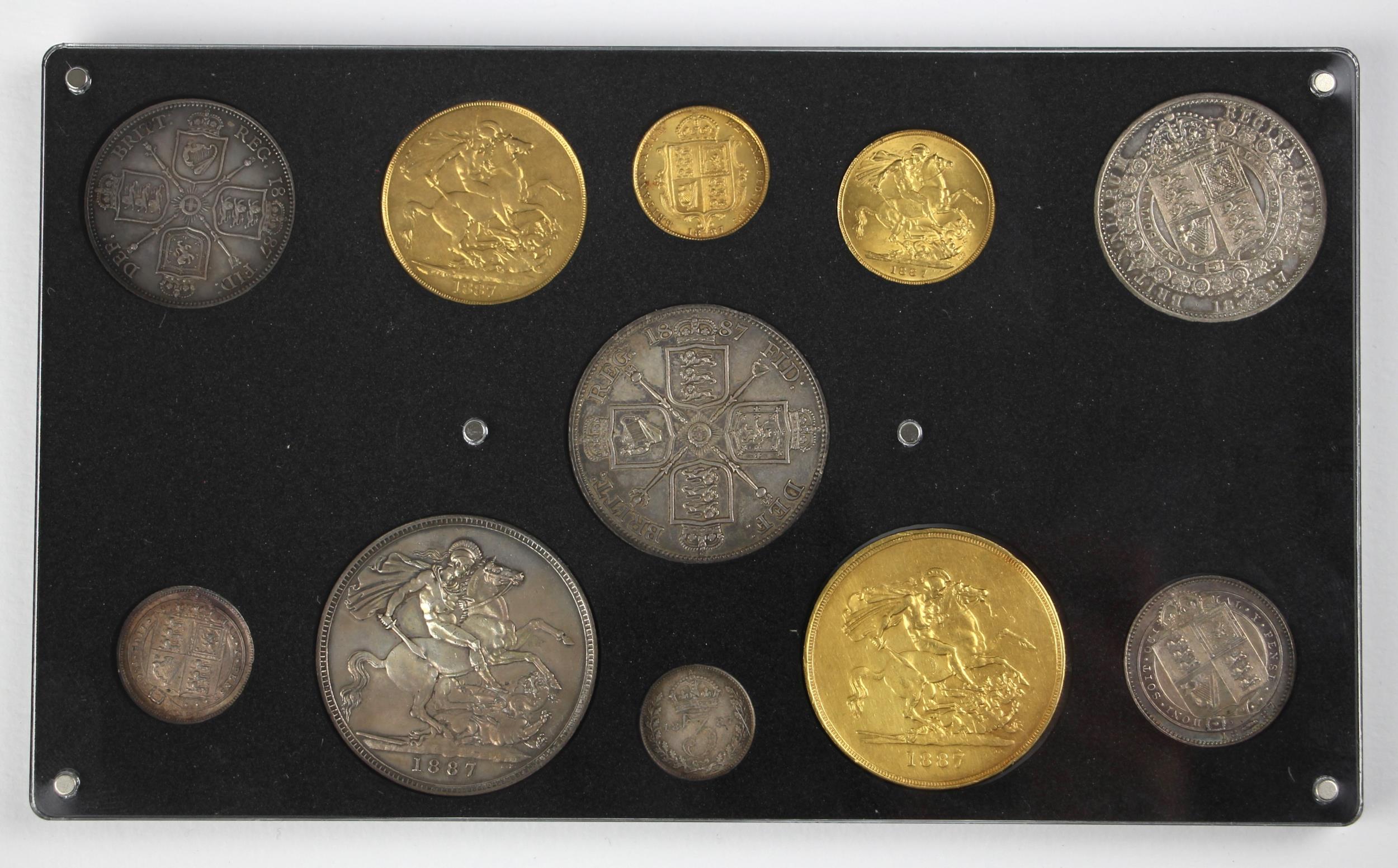 Victoria (1837-1901), Specimen Set, 1887, comprising: Quintuple Sovereign, Double Sovereign, Full