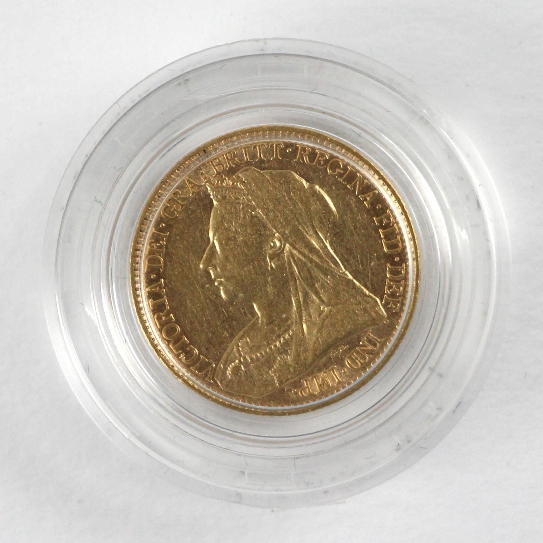 Victoria (1837-1901), Half Sovereign, 1893, London Mint, Old Head and St George reverse, - Bild 2 aus 3