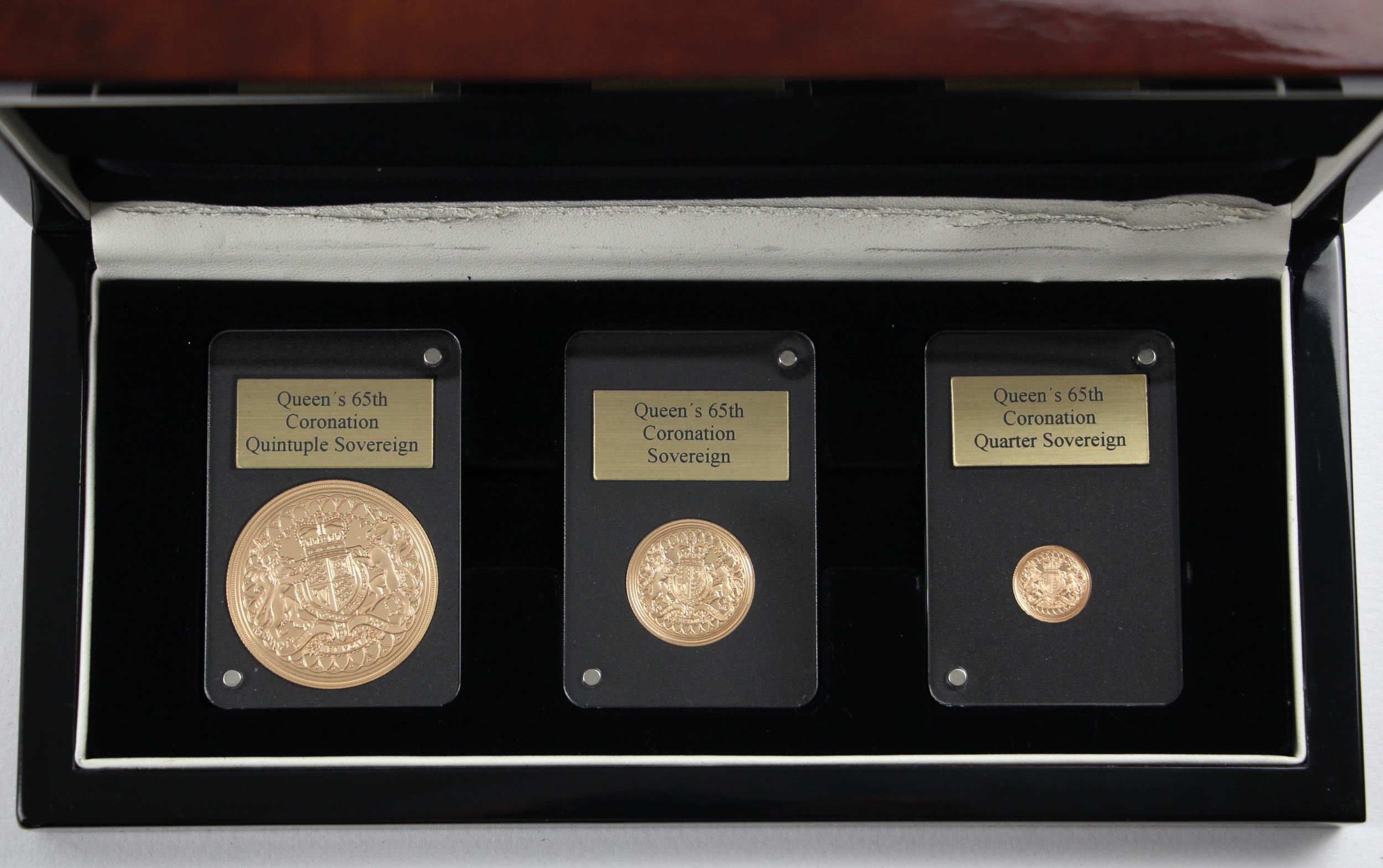 Elizabeth II (1952-2022), The Official Coronation 65th Anniversary Three Gold Coin Set, 2018, Proof, - Image 2 of 3