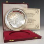 A silver British Empire plate, Roberts and Dore Ltd, London 1972, 329/1700, cased with certificate