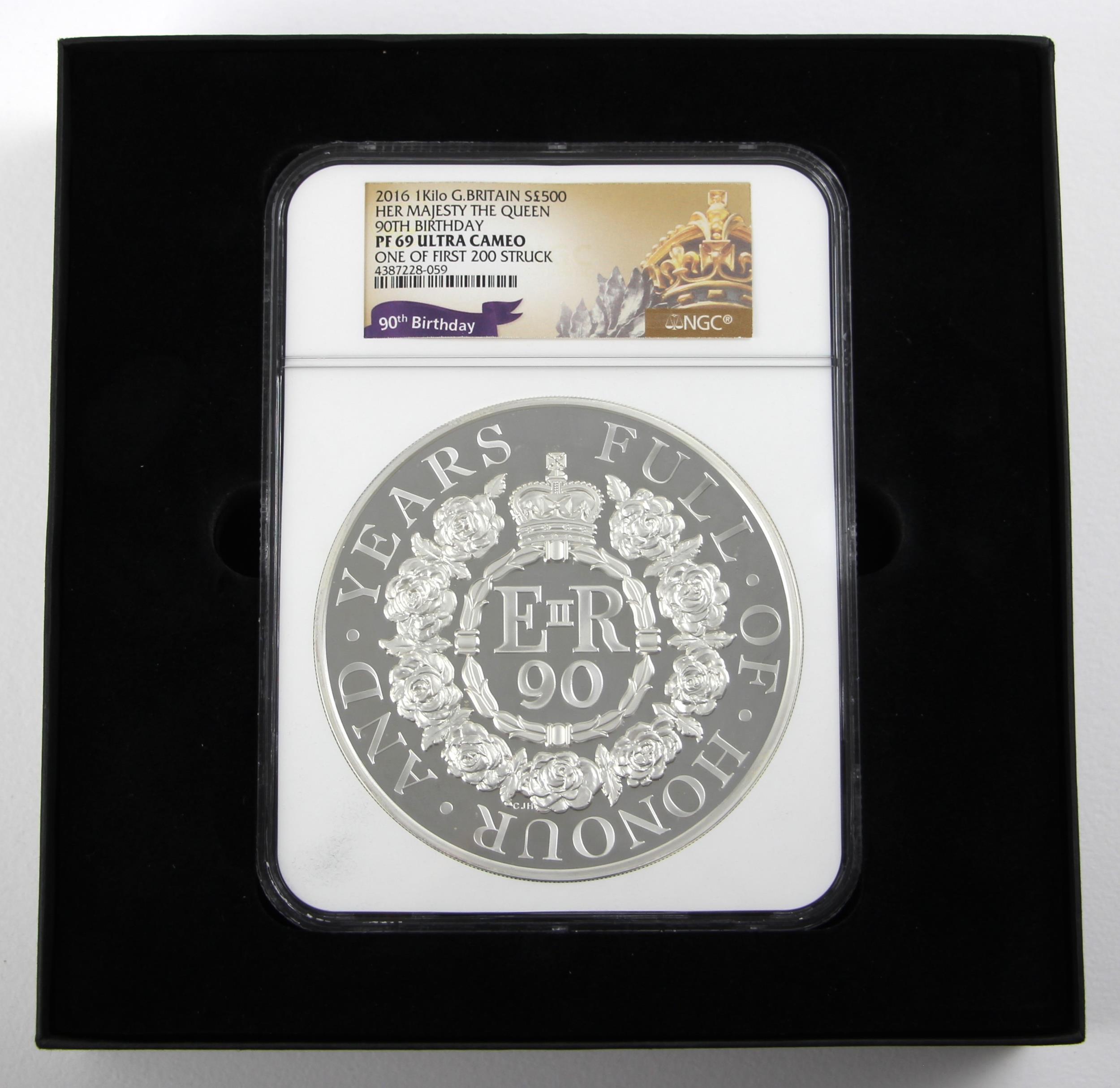 Elizabeth II (1952-2022), 90th Birthday 1kg £500, 2016, One of First 200 Struck, encapsulated and - Bild 2 aus 2